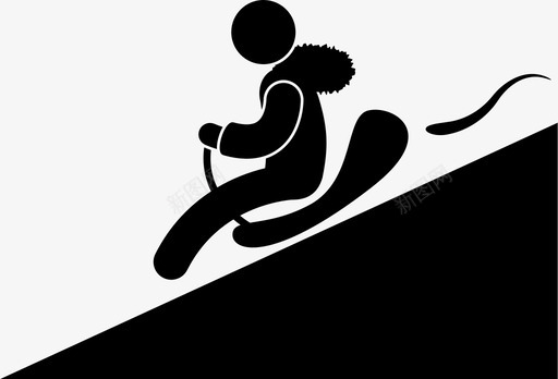 人玩雪橇好玩斜坡图标图标