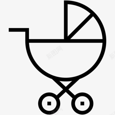 婴儿车婴儿运输车婴儿和儿童图标集图标