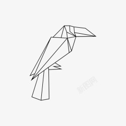 折纸动物和鹦鹉巨嘴鸟动物鸟图标高清图片