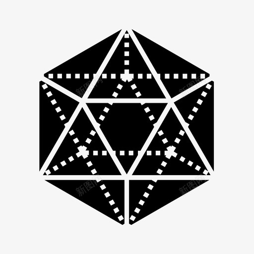 二十面体三维几何体图标svg_新图网 https://ixintu.com 三维 二十面体 体积 几何体 柏拉图体