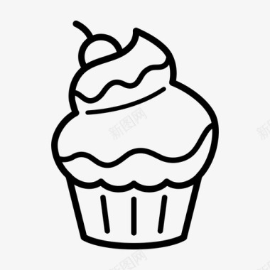 樱桃蛋糕蛋糕店糖霜图标图标