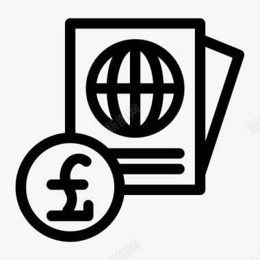 货币护照银行英国图标图标