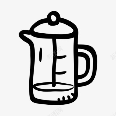 法式印刷机冲泡咖啡机图标图标
