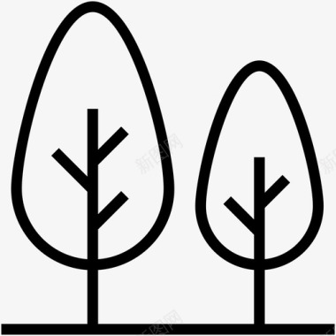 树木柏树常绿图标图标