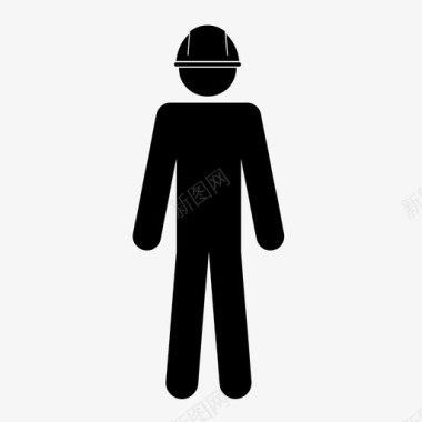 戴安全帽的工人合规性施工工人图标图标