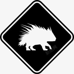 黑色豪猪豪猪路标动物十字路口图标高清图片