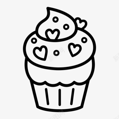 爱心纸杯蛋糕面包店纸杯蛋糕图标图标