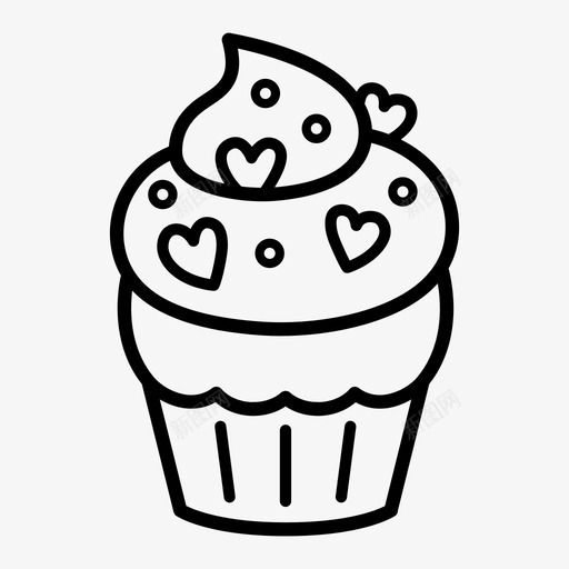 爱心纸杯蛋糕面包店纸杯蛋糕图标svg_新图网 https://ixintu.com 爱心纸杯蛋糕 纸杯蛋糕 面包店