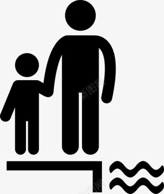 成人监护儿童监护游泳池图标图标