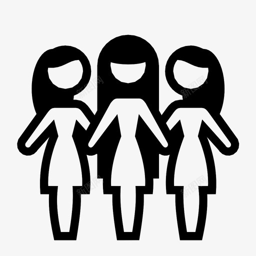 一群女孩头发女人图标svg_新图网 https://ixintu.com 一群人 一群女孩 头发 女人