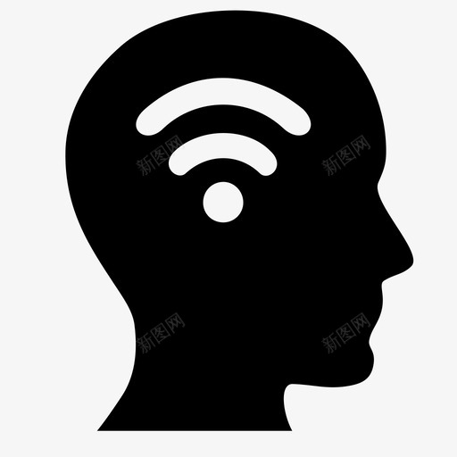 对wifi的痴迷上瘾头部图标svg_新图网 https://ixintu.com 上瘾 互联网 头部 对wifi的痴迷