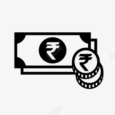 现金印度卢比货币工资图标图标