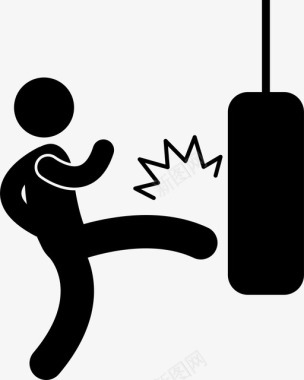 踢沙袋跆拳道男子图标图标
