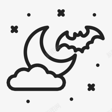 万圣节之夜蝙蝠云图标图标
