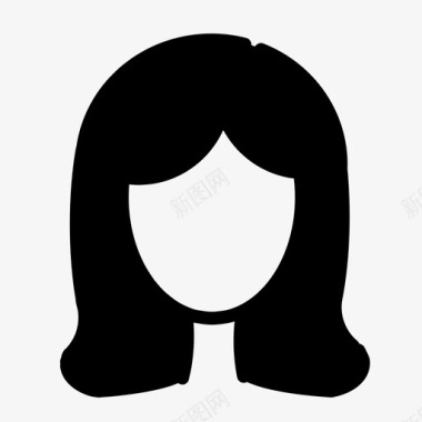 头发涂鸦女孩人物图标图标