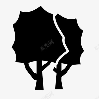 枫树山毛榉榆树图标图标