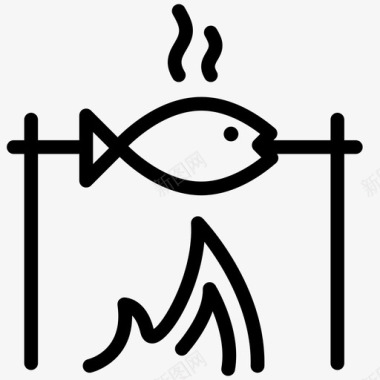 烤鱼烹饪火图标图标