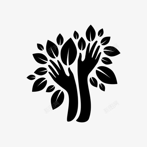 树的手环保绿色图标svg_新图网 https://ixintu.com 手掌树 树的手 植物 环保 绿色