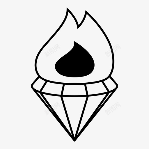 热钻石火坚不可摧图标svg_新图网 https://ixintu.com 坚不可摧 实心岩石 火 热钻石 钻石