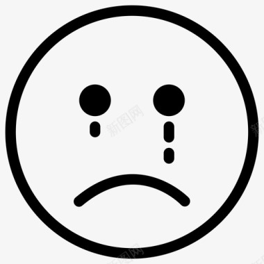 哭泣表情符号悲伤图标图标
