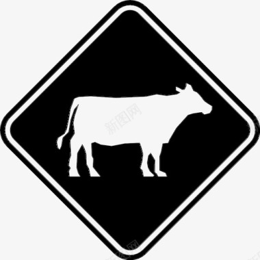 牛路标动物十字路口图标图标