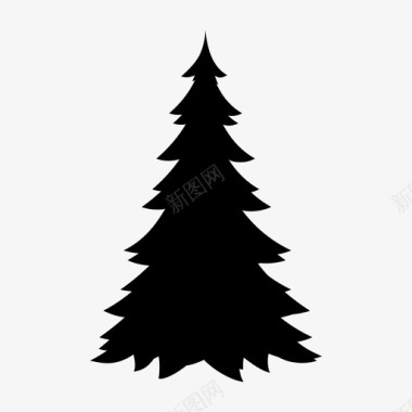 圣诞树松树植物和树木图标图标
