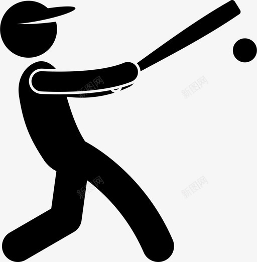 击球手球棒球图标svg_新图网 https://ixintu.com 击球 击球手 挥杆 棒球 棒球运动员 球 球员