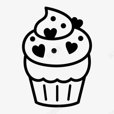 黑暗情人纸杯蛋糕面包店纸杯蛋糕图标图标