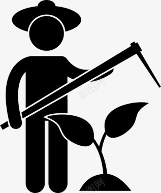 农民种植作物农业植物图标图标