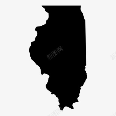伊利诺伊州地图地理图标图标