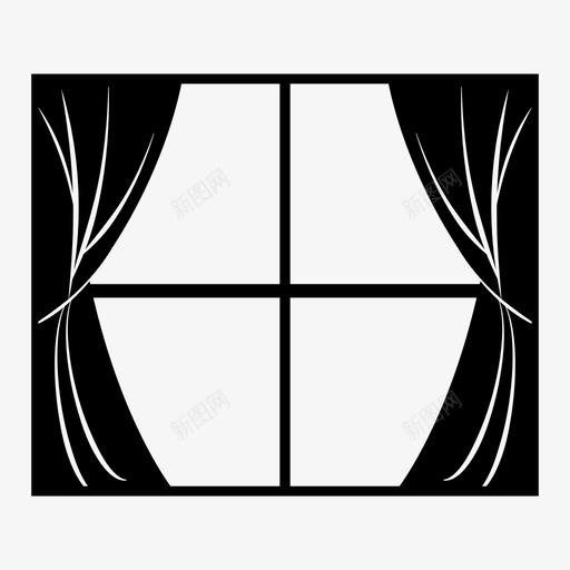 窗户窗帘敞开的窗户图标svg_新图网 https://ixintu.com 带窗帘的窗户 打开的窗帘 敞开的窗户 窗帘 窗户