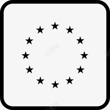 欧盟旗帜世界圆形方旗轮廓图标图标