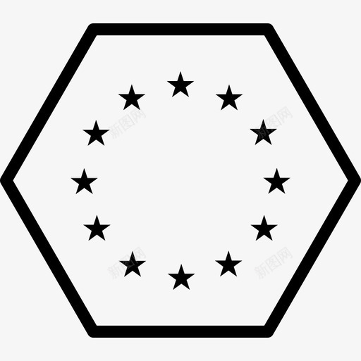 欧盟旗帜世界六边形旗帜轮廓图标svg_新图网 https://ixintu.com 世界六边形旗帜轮廓 旗帜 欧盟