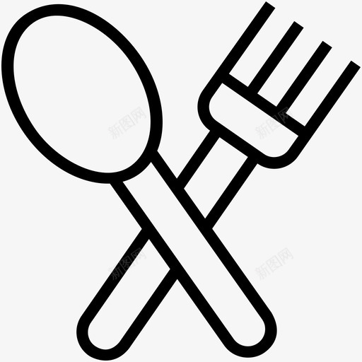 餐具叉子厨房工具图标svg_新图网 https://ixintu.com 勺子 厨房工具 叉子 夏季和旅游图标收集 餐具