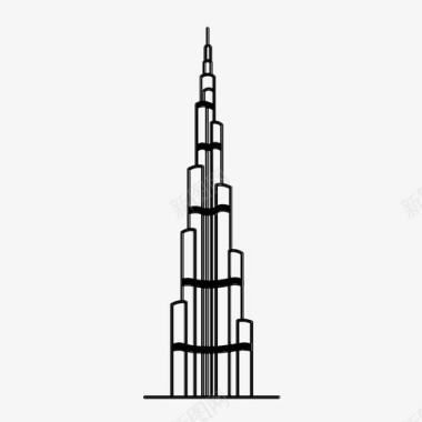 迪拜塔哈利法塔摩天大楼图标图标