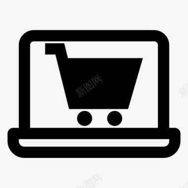 笔记本电脑购物车电子商务网上商店图标图标