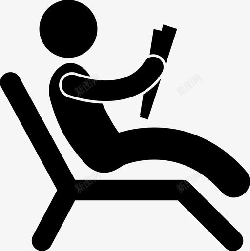 男人看报纸坐着长椅图标svg_新图网 https://ixintu.com 坐着 游泳池标志 男人看报纸 长椅