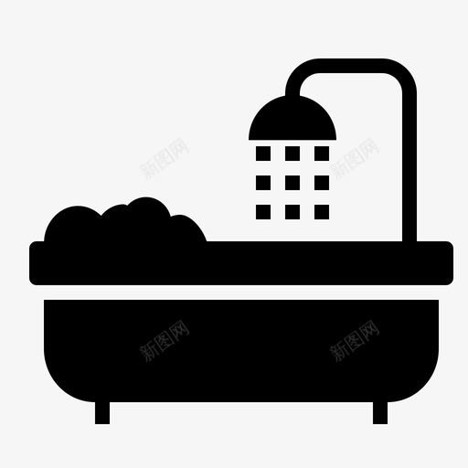 浴缸浴室淋浴器图标svg_新图网 https://ixintu.com 家具 毛巾 洗衣机 浴室 浴缸 淋浴器