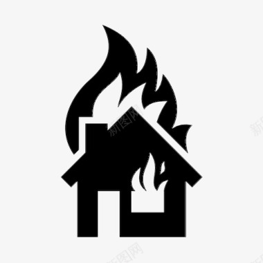 燃烧的家建筑物火图标图标