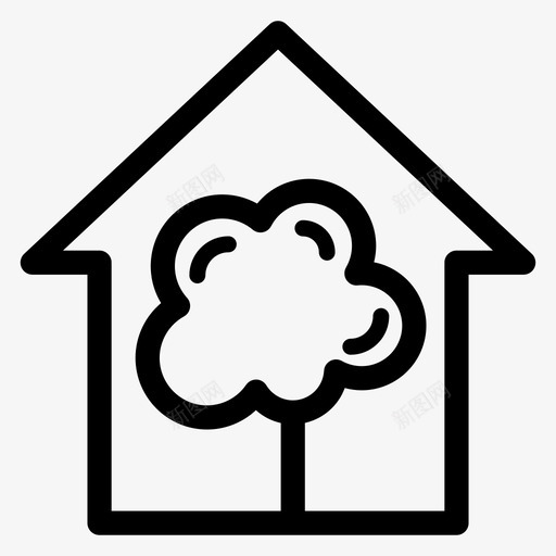 房屋建筑温室图标svg_新图网 https://ixintu.com 建筑 房地产 房地产和房屋图标 房屋 树木 温室