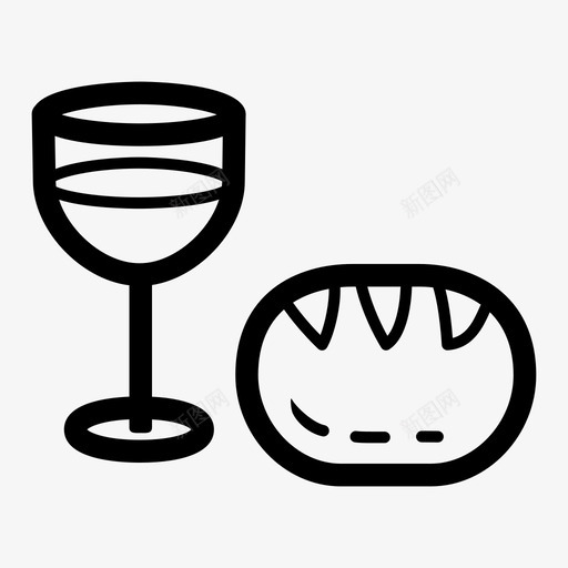 葡萄酒和面包高脚杯节日图标svg_新图网 https://ixintu.com 节日 葡萄酒和面包 高脚杯