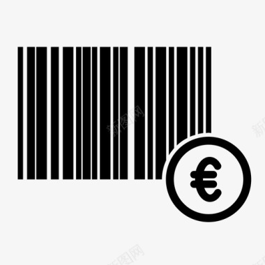 条形码现金欧元标识图标图标