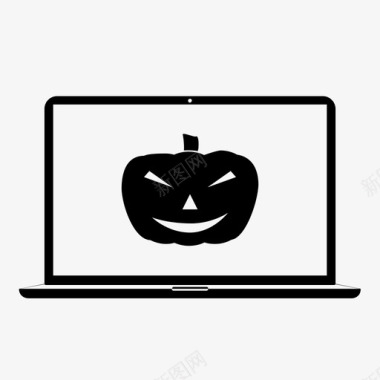 恐怖笔记本电脑电脑脸电脑鬼魂图标图标
