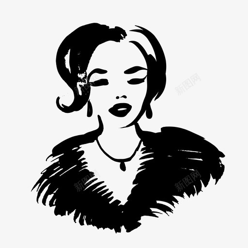 皮衣女士脸肖像图标svg_新图网 https://ixintu.com 女人 皮衣女士 肖像 脸