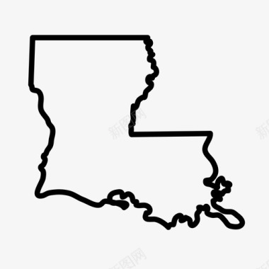 路易斯安那州地图州图标图标