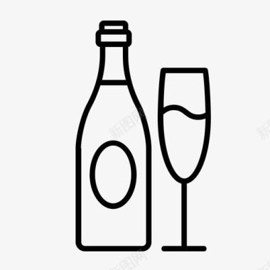 香槟酒精庆祝饮料图标图标