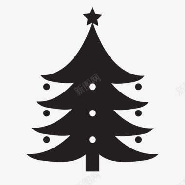圣诞树装饰冷杉树图标图标