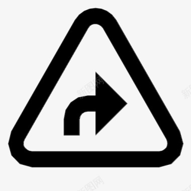 三角形右转标志警告图标图标