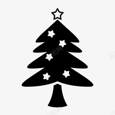 圣诞树松树雪图标图标