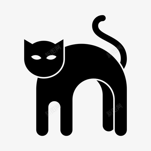 黑猫动物万圣节图标svg_新图网 https://ixintu.com 万圣节 万圣节图标黑色 动物 宠物 恐惧 黑猫